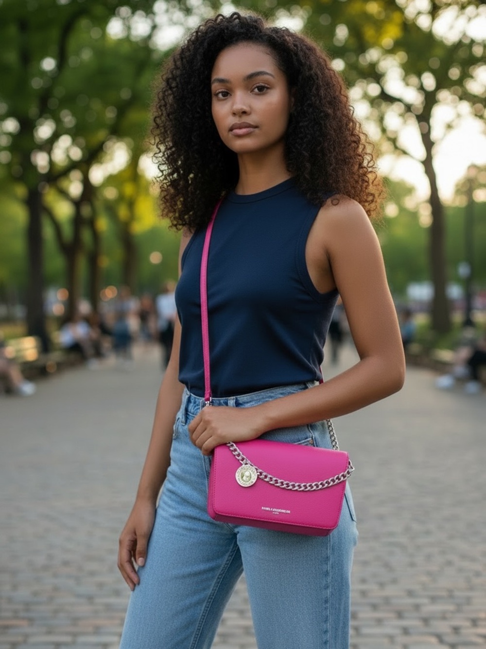 Karl Lagerfeld Hot Pink Leather Lourdes Crossbody - dust bag included - Picture 2 of 8